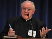 Bishop Thomas Curry speaks at an education symposium at the University of Notre Dame in 2009