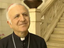   Bishop William Shomali, Auxiliary Bishop of Jerusalem, speaks with CNA on May 26, 2014. 