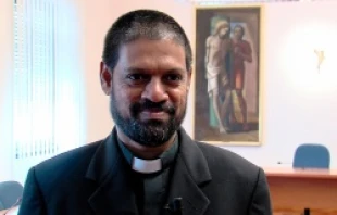 Fr. Theodore Mascarenhas, who was appointed July 9 as an auxiliary bishop of the Archdiocese of Ranchi, speaks with CNA in Rome July 10, 2014.   Andreas Dueren/CNA.