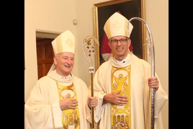 Bishops Terence Curtin L and Mark Edwards were both ordained Auxiliary Bishops in Melbourne Dec 17 2014 Credit Australian Catholic Bishops Conference CNA 12 19 14