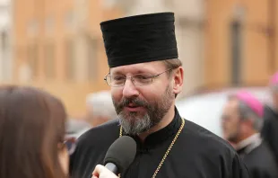 Major Archbishop Sviatoslav Shevchuk speaks to CNA at the Vatican, Oct. 9, 2015.   Daniel Ibanez/CNA.