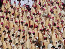 Bishops attend a Mass of Canonization in St. Peter's Square, Oct. 18, 2015. 