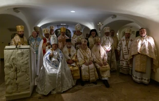 Bishops of the USCCB's Region XV in the grotto of St Peter's Basilica during their ad limina visit, Feb. 18, 2020.  Daniel Ibanez/CNA.