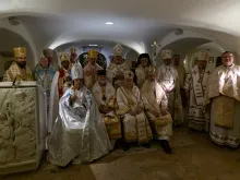 Bishops of the USCCB's Region XV in the grotto of St Peter's Basilica during their ad limina visit, Feb. 18, 2020. 