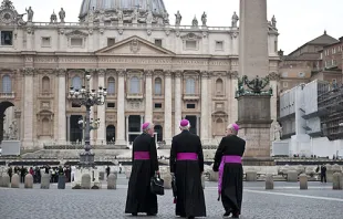 Bishops walk through St. Peter's Square on their way to synod meetings on the New Evangelization Oct 13 2012.  