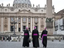 Bishops walk through St. Peter's Square on their way to a Synod of Bishops held October, 2012. 