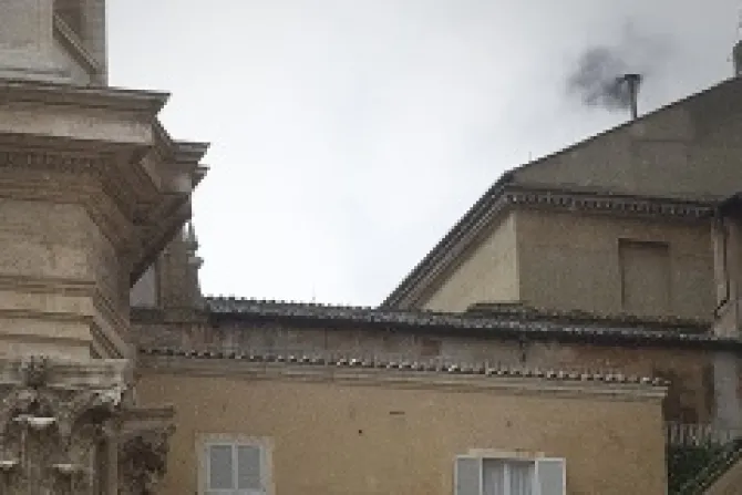 Black Smoke pours out of the chimney of the Sistine Chapel as seen from St Peters Square Credit Jeffrey Bruno CNA CNA 3 13 13