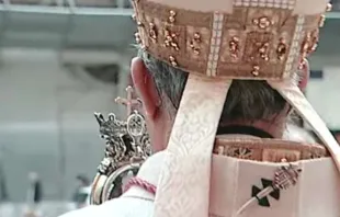 The Archbishop of Naples blesses the city with St. Januarius' liquefied blood.   Vatican Media.