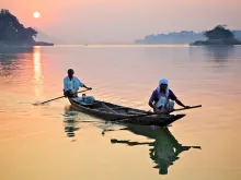 Boatmen in Guwahati Assam, India. 