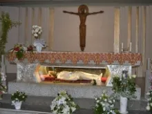Body of Saint Maria Goretti in the basilica of Nottuno, Italy. 