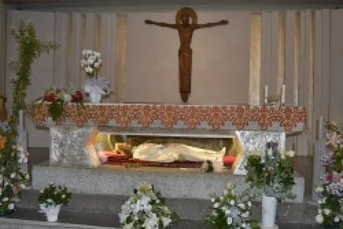 Body of Saint Maria Goretti in the basilica of Nottuno Credit Daniel Ibez CNA CNA