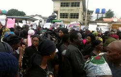 Both laity and clergy dressed in black during protests near the Mater Ecclesiae Cathedral in Ahiara, Nigeria on May 22, 2013. ?w=200&h=150