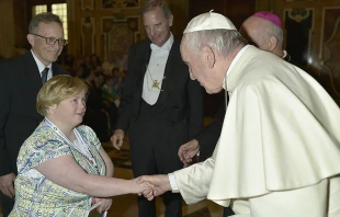 Bridget Brown meets with Pope Francis in Vatican City on Oct. 21, 2017.   L'Osservatore Romano.