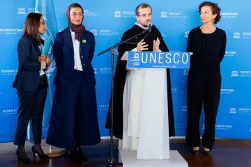 Brother Nicolas Tixier speaks at the signing of an agreement between the UAE and UNESCO Oct 10 2019 Credit UNESCO Christelle Alix via Flickr CC BY NC ND 20