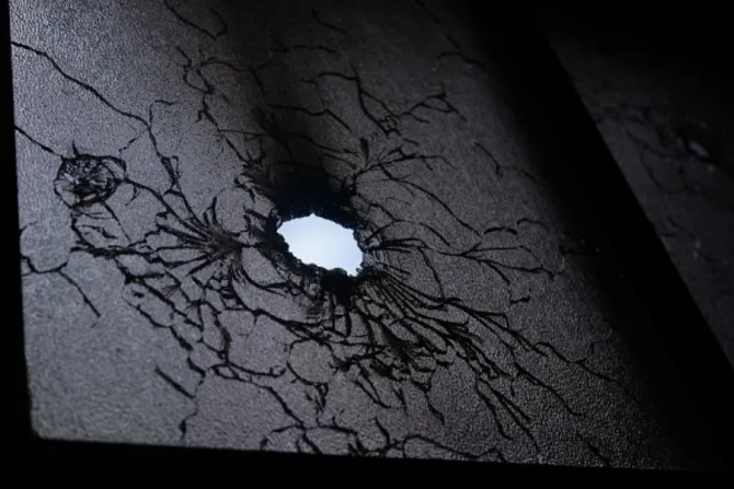 Bullet holes in the window of Divine Mercy church in Managua Nicaragua Credit Marvin Recinos AFP Getty 
