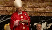 Cardinal Angelo Sodano speaks at the funeral Mass for the former archbishop of Boston, Cardinal Bernard Law, who died in 2017.