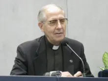 Fr. Adolfo Nicolás answers questions at the Vatican press office October 25, 2012. 