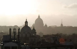 View of St. Peter`s Basilica from the roof of the Pontifical University of the Holy Cross on April 1, 2015.   Bohumil Petrik/CNA.