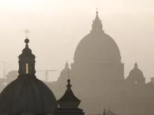 View of St. Peter’s Basilica from the roof of the Pontifical University of the Holy Cross April 1, 2015. 