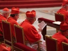 Cardinals gathered at St. Peter's Basilica on April 11, 2015 during the Convocation of the Year of Mercy. 