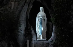 The statue of Our Lady of Lourdes in the grotto in the French shrine.   Alessio Di Cintio/CNA.
