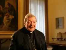 March 17, 2016. Cardinal George Pell speaks with CNA at the Vatican's Apostolic Palace on March 17, 2016.