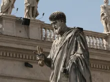 A statue of St. Peter in St. Peter's Square, pictured April 5, 2016. 