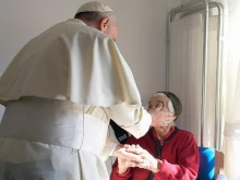 Pope Francis visits the San Raffaele Borona assisted living home in Rieti, Italy, Oct. 4, 2016.