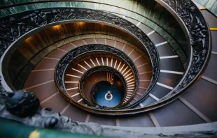 The modern Bramante Staircase in the Vatican Museums, pictured Nov. 12, 2015. Credit: Bohumil Petrik/CNA. 
