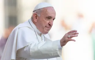 Pope Francis greets pilgrims in St. Peter's Square on Sept. 18, 2019.   Daniel Ibáñez/CNA.