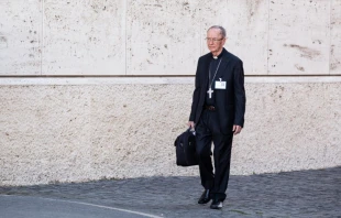 Cardinal Cláudio Hummes arrives for the afternoon session of the Amazon Synod, October 8, 2019.   Daniel Ibáñez/CNA