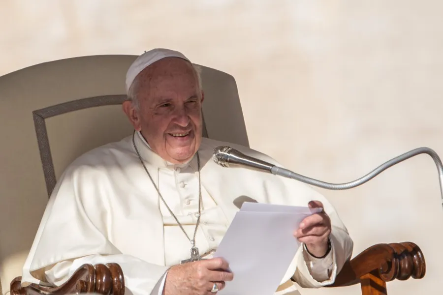 Pope Francis gives the Wednesday general audience in St. Peter's Square on Oct. 9, 2019. ?w=200&h=150