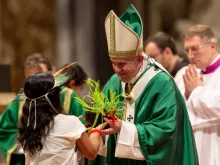 Pope Francis celebrates the closing Mass of Amazon synod October 27, 2019. 