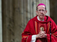 Bishop Thomas Olmsted of Phoenix celebrates Mass with members of the U.S. Conference of Catholic Bishops' Region XIII at the Basilica of St. Paul Outside the Walls on Feb. 12, 2020, during their ad limina visit