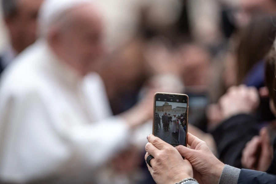 Pope Francis greets pilgrims after the Wednesday general audience in St. Peter's Square on Feb. 26, 2020. ?w=200&h=150