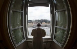 Pope Francis after praying the Angelus in the Vatican's apostolic palace on March 29, 2020. Credit: Vatican Media.