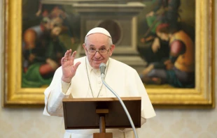 Pope Francis in the library of the Vatican's Apostolic Palace on Jan. 17, 2021. Credit: Vatican Media.