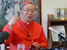 Cardinal Andrew Yeom Soo-jung of Seoul, South Korea, at a Feb. 25, 2014 press conference in Rome. 