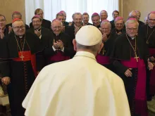 Pope Francis meets with German bishops during their ad limina visit Nov. 20, 2015. 