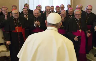 Pope Francis meets with German bishops during their ad limina visit Nov. 20, 2015.   Vatican Media.