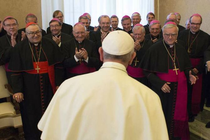 CNA Pope Francis meets with German bishops during their ad limina visit Vatican City Nov 20 2015 Credit LOsservatore Romano CNA 11 20 15