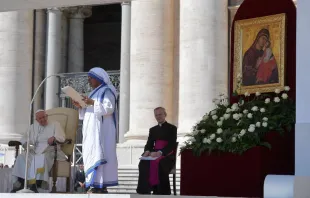 Sister Sally speaks at the Jubilee for Workers of Mercy and Volunteers.   L'Osservatore Romano.