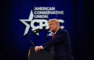 Former President Trump addresses attendees at CPAC 2020. Credit: Valerio Pucci/Shutterstock