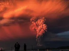 Calbuco volcano eruption in Chile. 