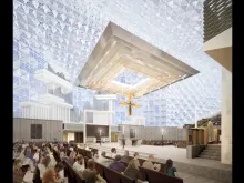 An artist's rendering of the renovation plan for the sanctuary of Christ Cathedral. 