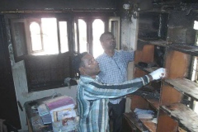 Capuchin friary destryed in a fire in Pakistan Credit Capuchin House Karachi CNA 7 24 14