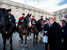 Cardinal Angelo Comastri presides over the blessing of farm animals at the Vatican for the feast of St. Anthony the Great, Jan. 17, 2019. 