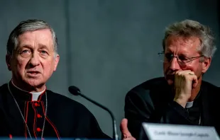 Cardinal Blase Cupich and Bishop Alain de Raemy Oct. 20, 2018.   Daniel Ibáñez/CNA.