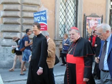 Cardinal Raymond Burke, prefect emeritus of the Apostolic Signatura, at the March for Life in Rome, May 10, 2015. 