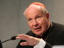 Cardinal Christoph Schönborn speaks at the launch of Amoris Laetitia at the Vatican April 8, 2016. 